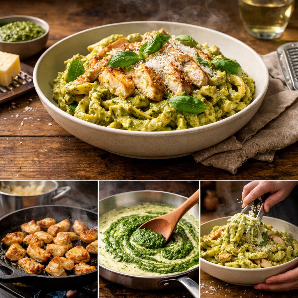 Pasta al Pesto Cremosa con Pollo: Un Capolavoro Culinario in 20 Minuti Low Fat