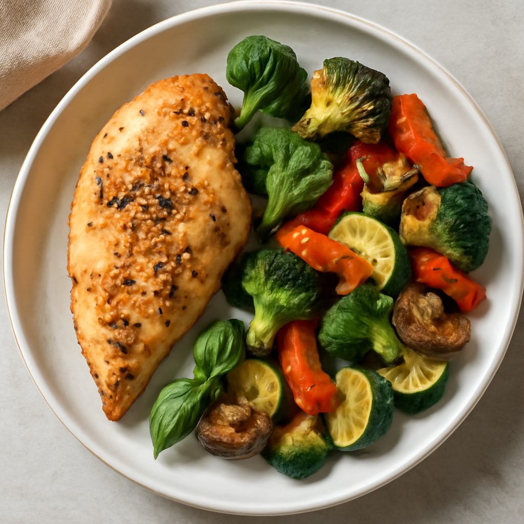 Air Fryer Pollo & Verdure : Piatto in