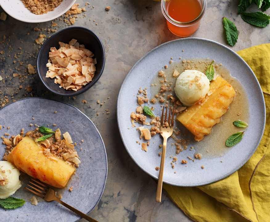 Ananas in salsa piccante a Cottura Lenta con cocco tostato Low Fat