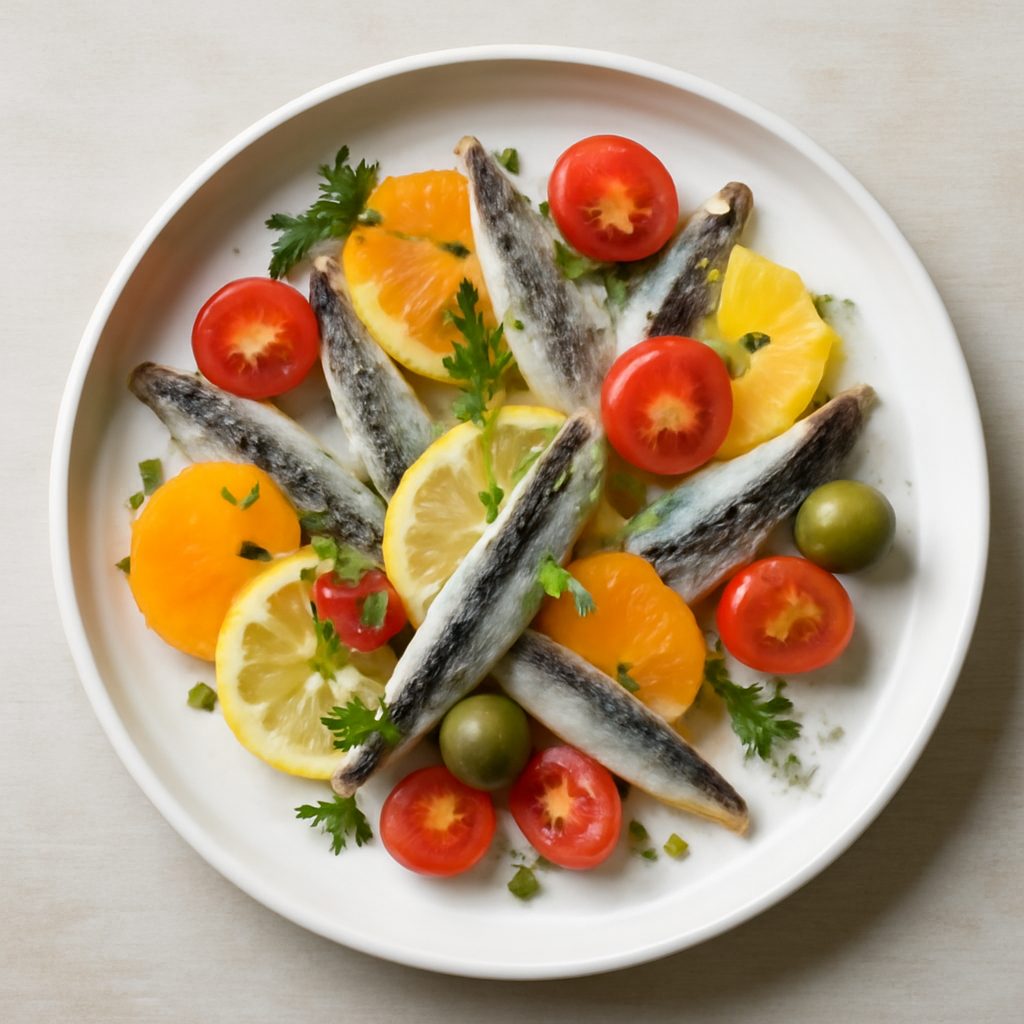 Antipasto di alici agli agrumi proteico low-carb