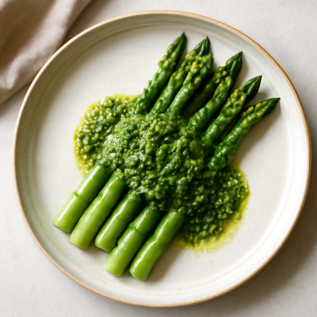Asparagi a vapore in salsa verde proteica low-carb