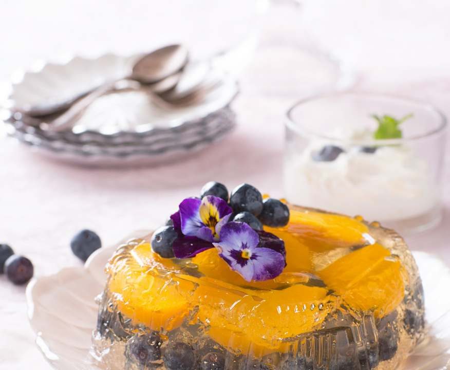 Aspic di pesche e mirtilli Protein