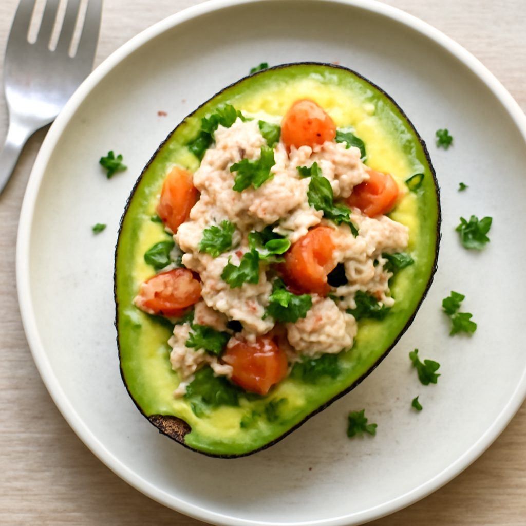 Avocado ripieno e salsa di pomodori