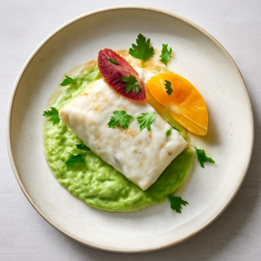 Baccalà agli agrumi e purea di cavolo romano proteico low-carb