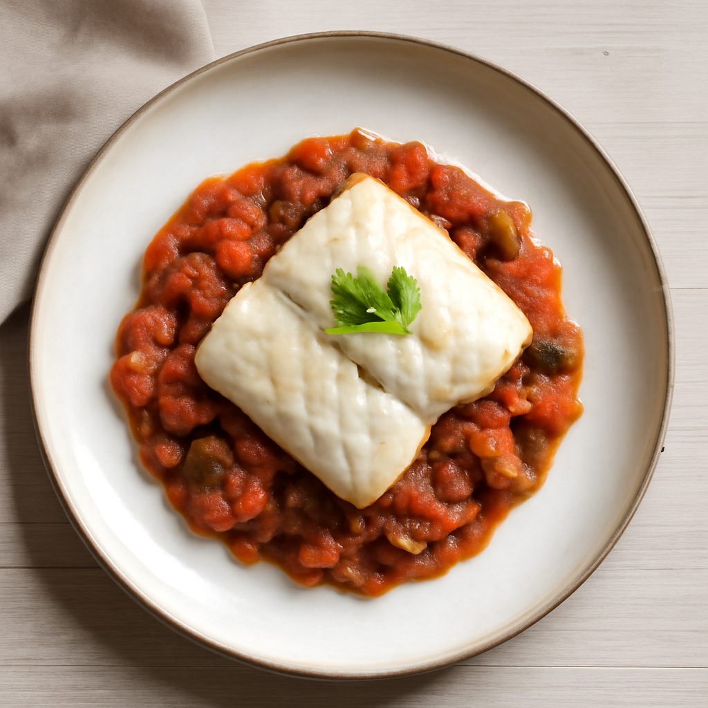 Baccalà con salsa samfaina proteico low-carb