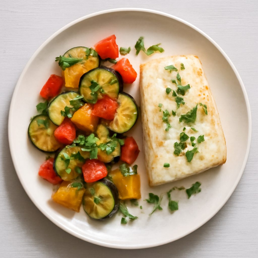Baccalà con zucchine e peperoni alla maggiorana - Versione Proteica Low-Carb