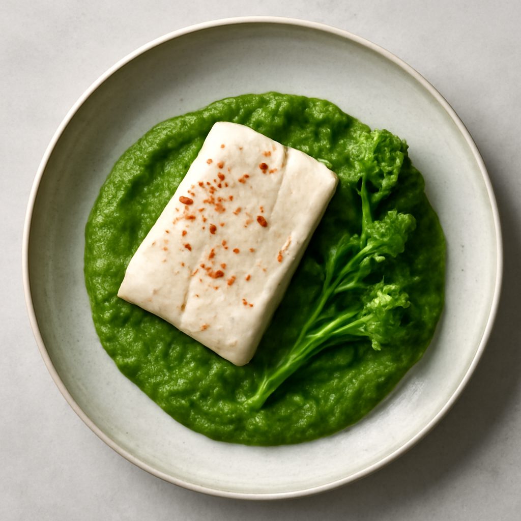 Baccalà su crema di cime di rapa piccanti