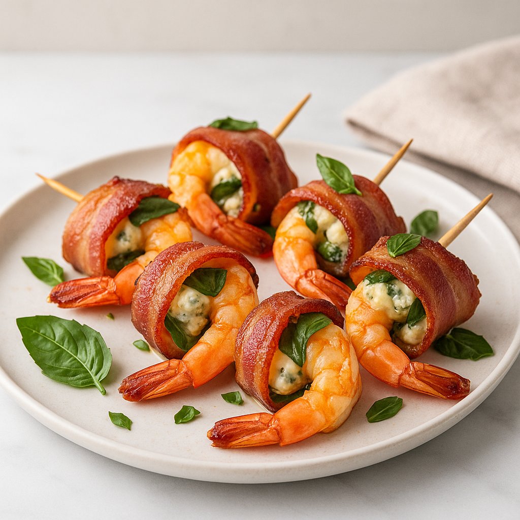 Bacon-Wrapped Blue Cheese Shrimp Low Fat