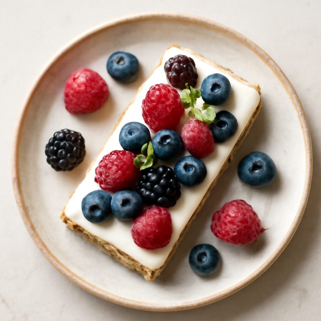 Barretta ai frutti di bosco e cioccolato bianco low-carb proteica