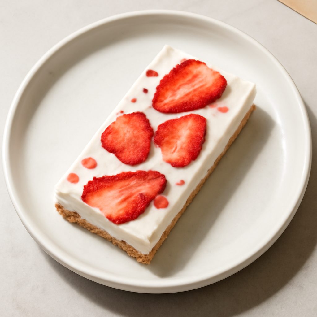 Barretta di frozen yogurt e fragole proteica low-carb