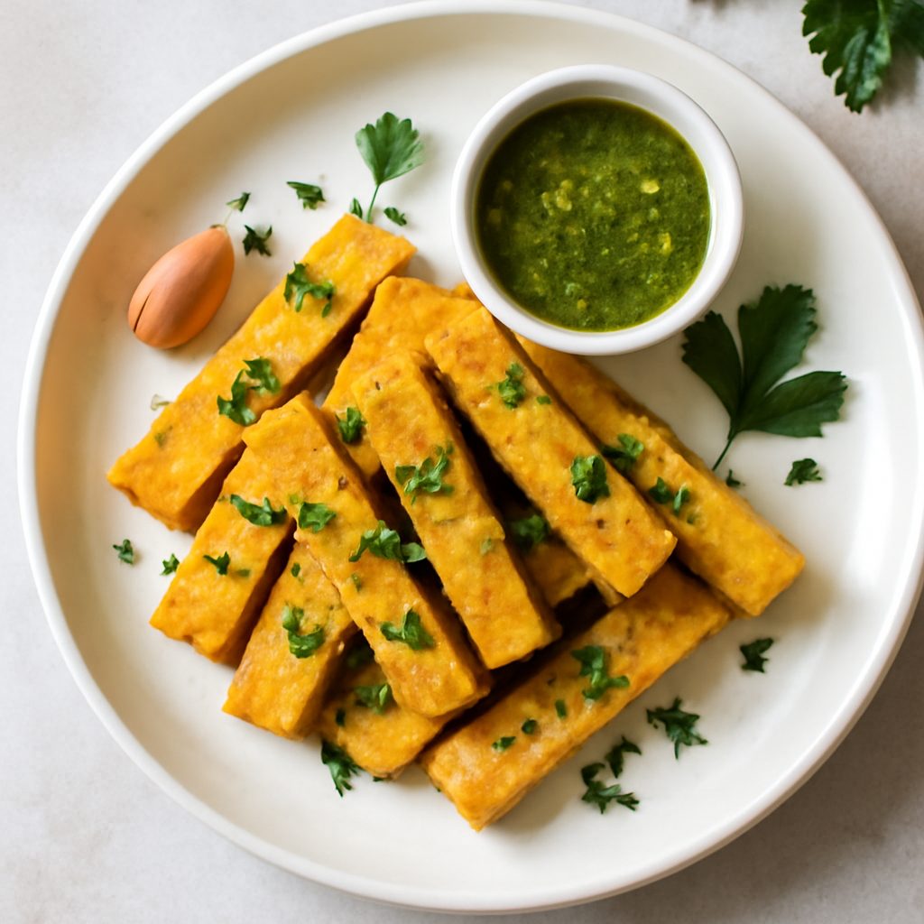 Bastoncini di farina di ceci all'aglio low-carb proteici