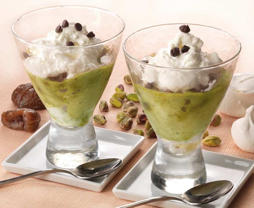 Bicchierini al pistacchio e marrons glacés Low Fat