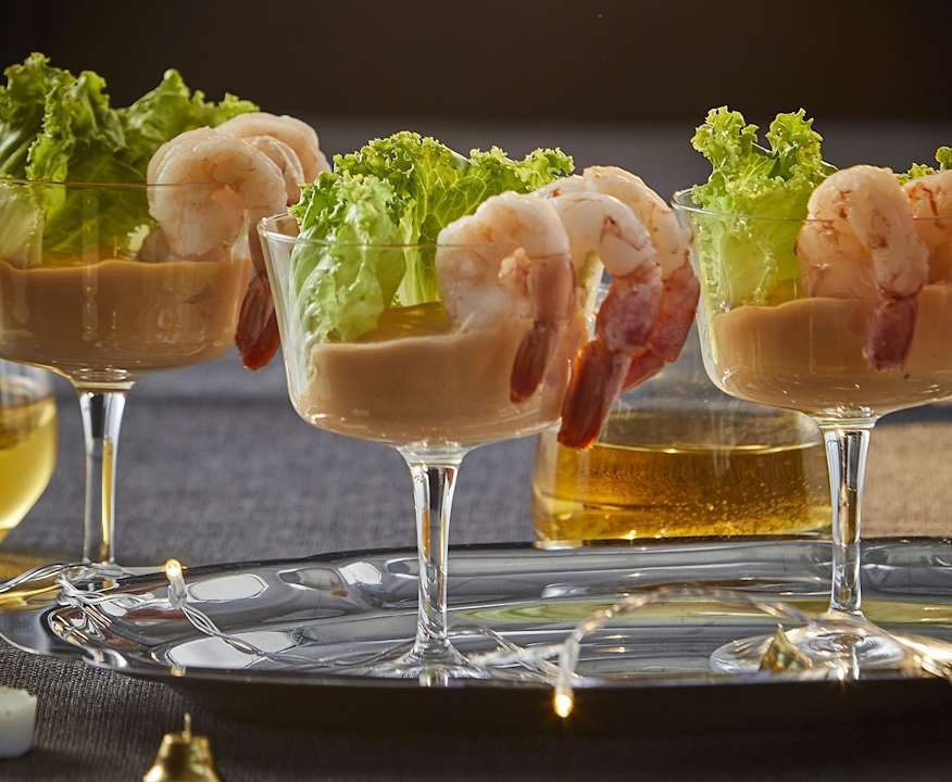 Bicchierini di gamberi in salsa cocktail Protein