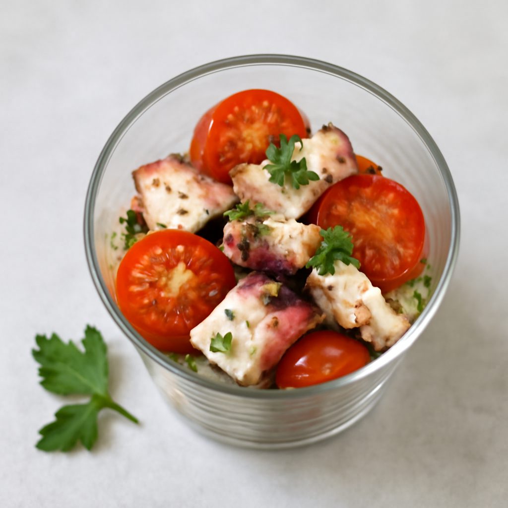 Bicchierini di polpo e pomodorini proteici low-carb
