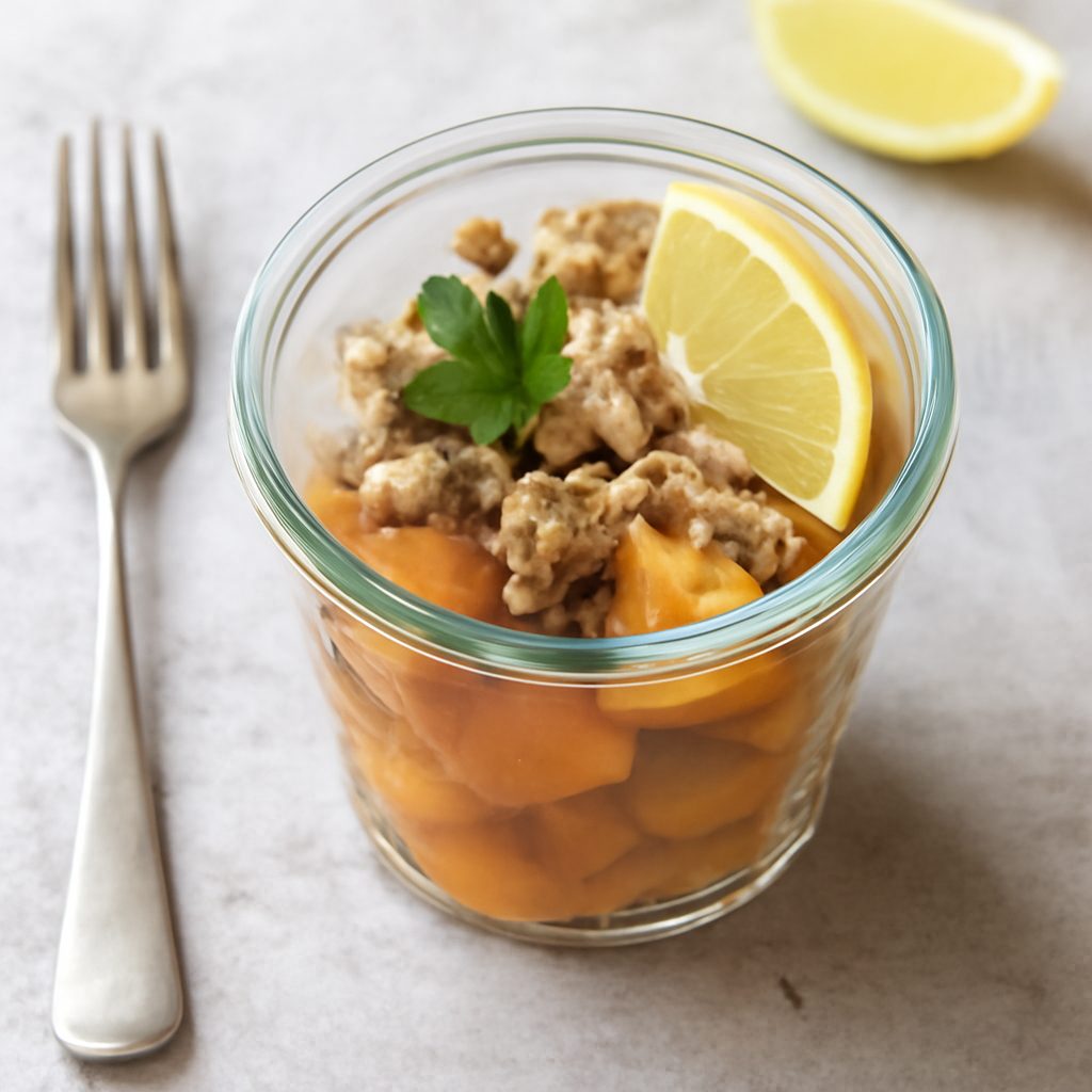 Bicchierini di zucca e salsiccia al limone - Versione Protein