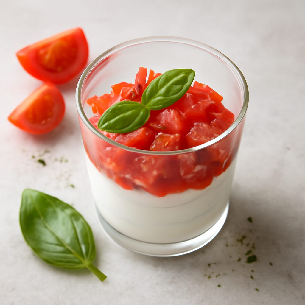 Bicchierino di yogurt greco e pomodoro