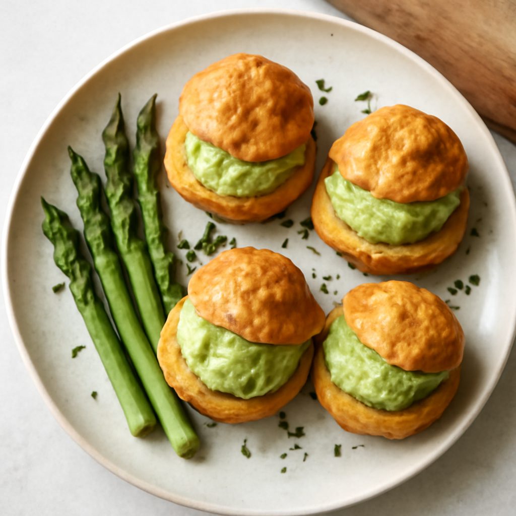 Bignè proteici con crema di asparagi low-carb