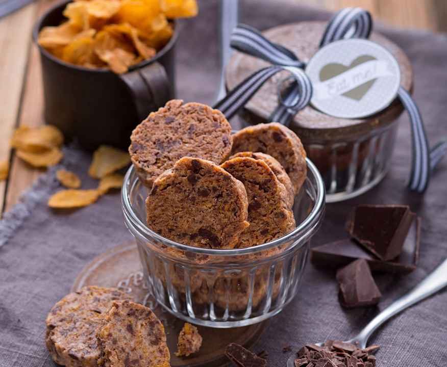 Biscotti al burro, corn flakes e cioccolato Protein