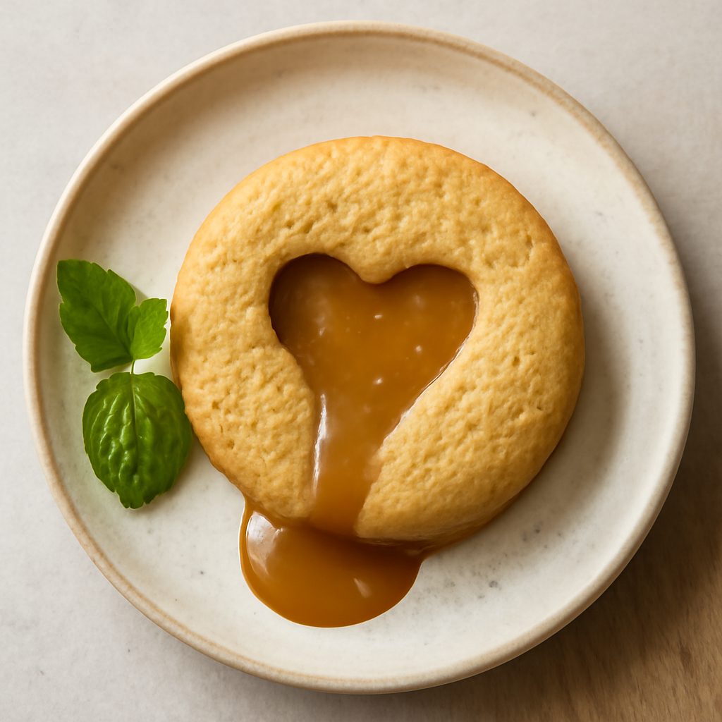 Biscotto cuore morbido al caramello