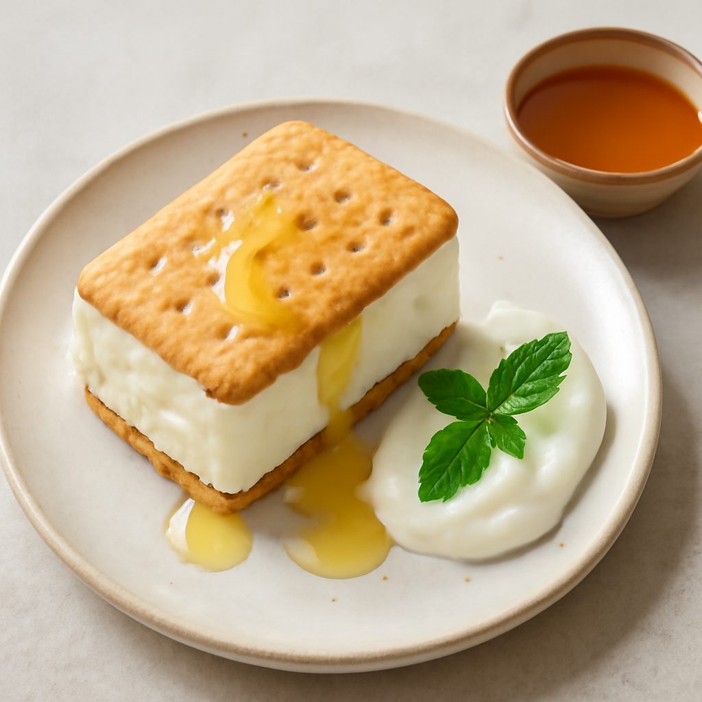 Biscotto gelato miele e yogurt proteico low-carb