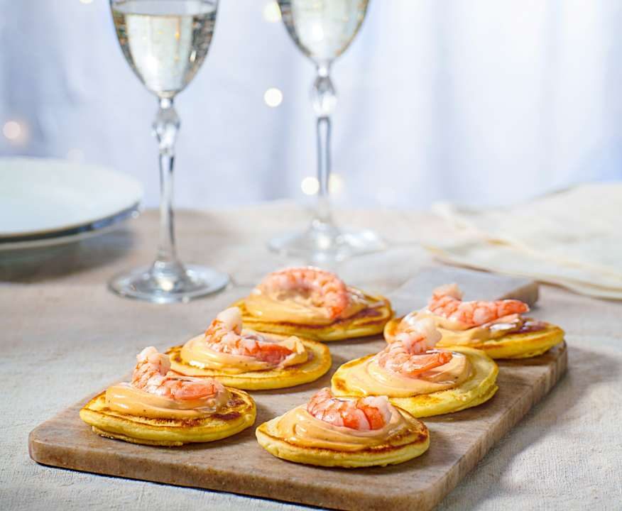 Blinis al curry con gamberi Low Fat