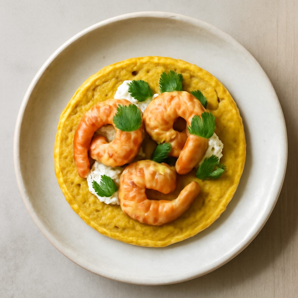 Blinis proteici al curry con gamberi low-carb