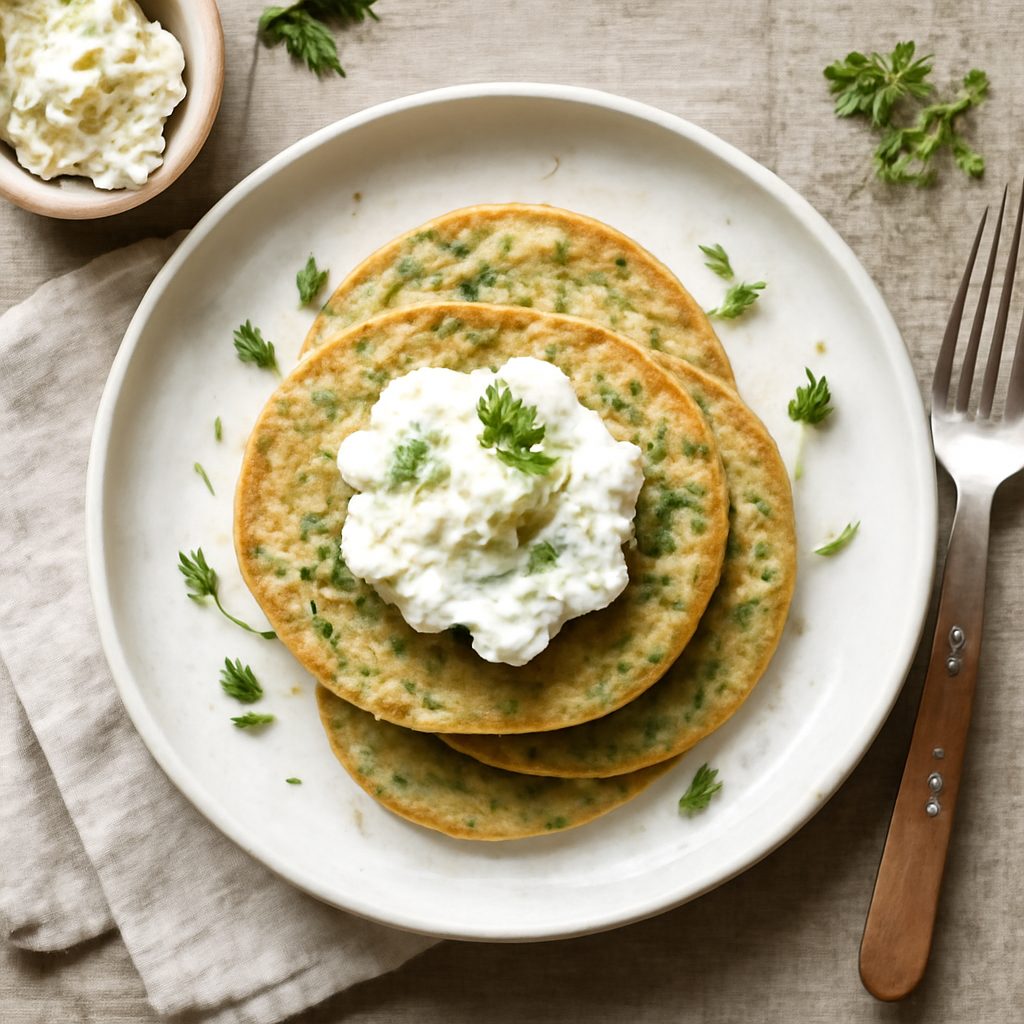 Blinis alle erbe e caprino