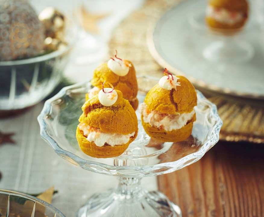 Bocconcini alla curcuma con gamberi e stracciatella Protein