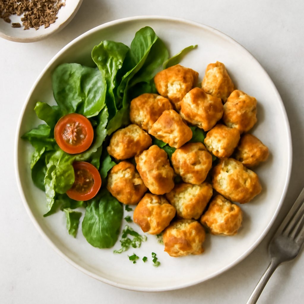 Bocconcini di maiale dorati proteici low-carb