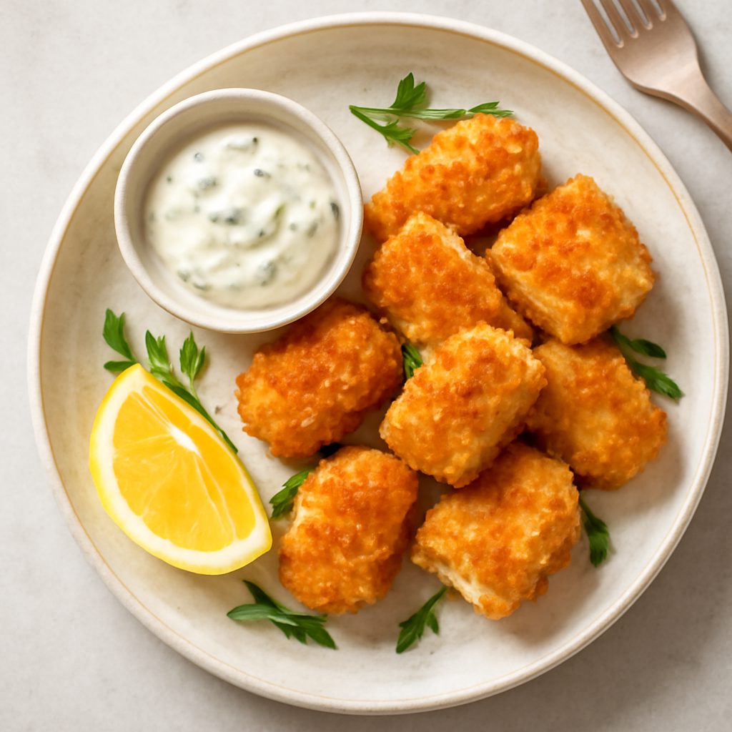 Bocconcini di pesce croccanti proteici con salsa tartara Low Fat
