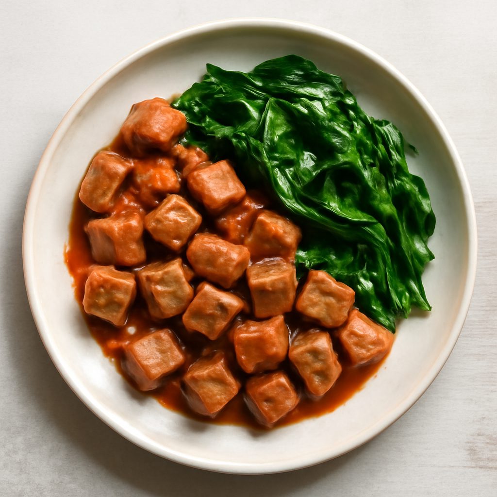 Bocconcini di seitan proteico con salsa di mele fit