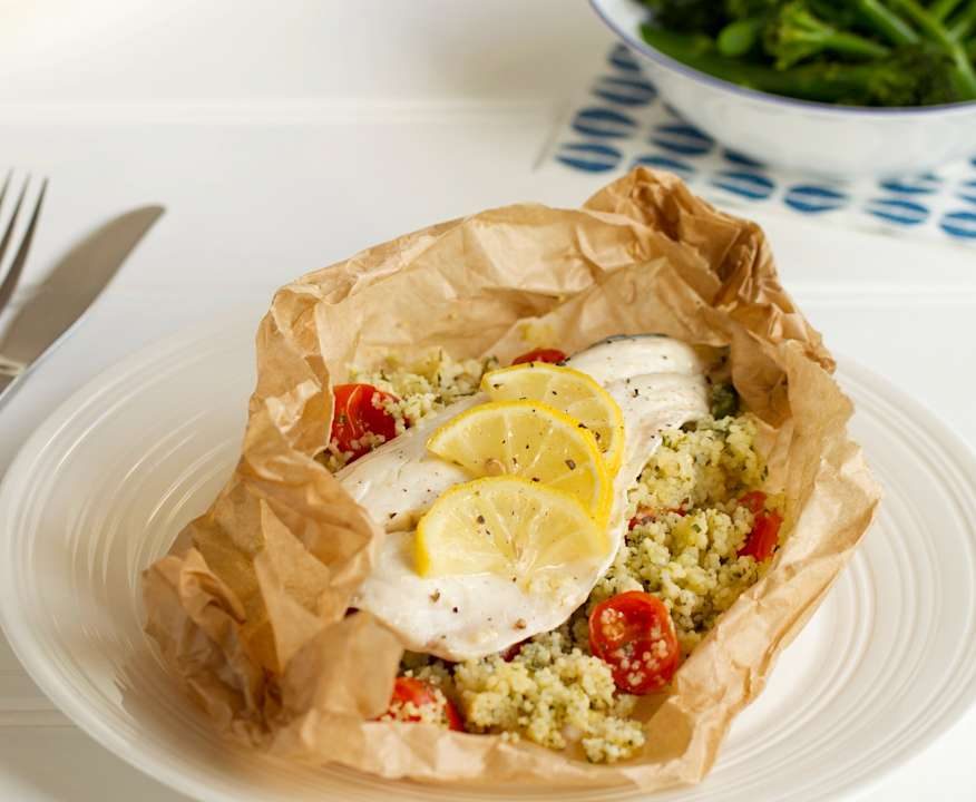 Branzino al vapore con cous cous erbe e limone