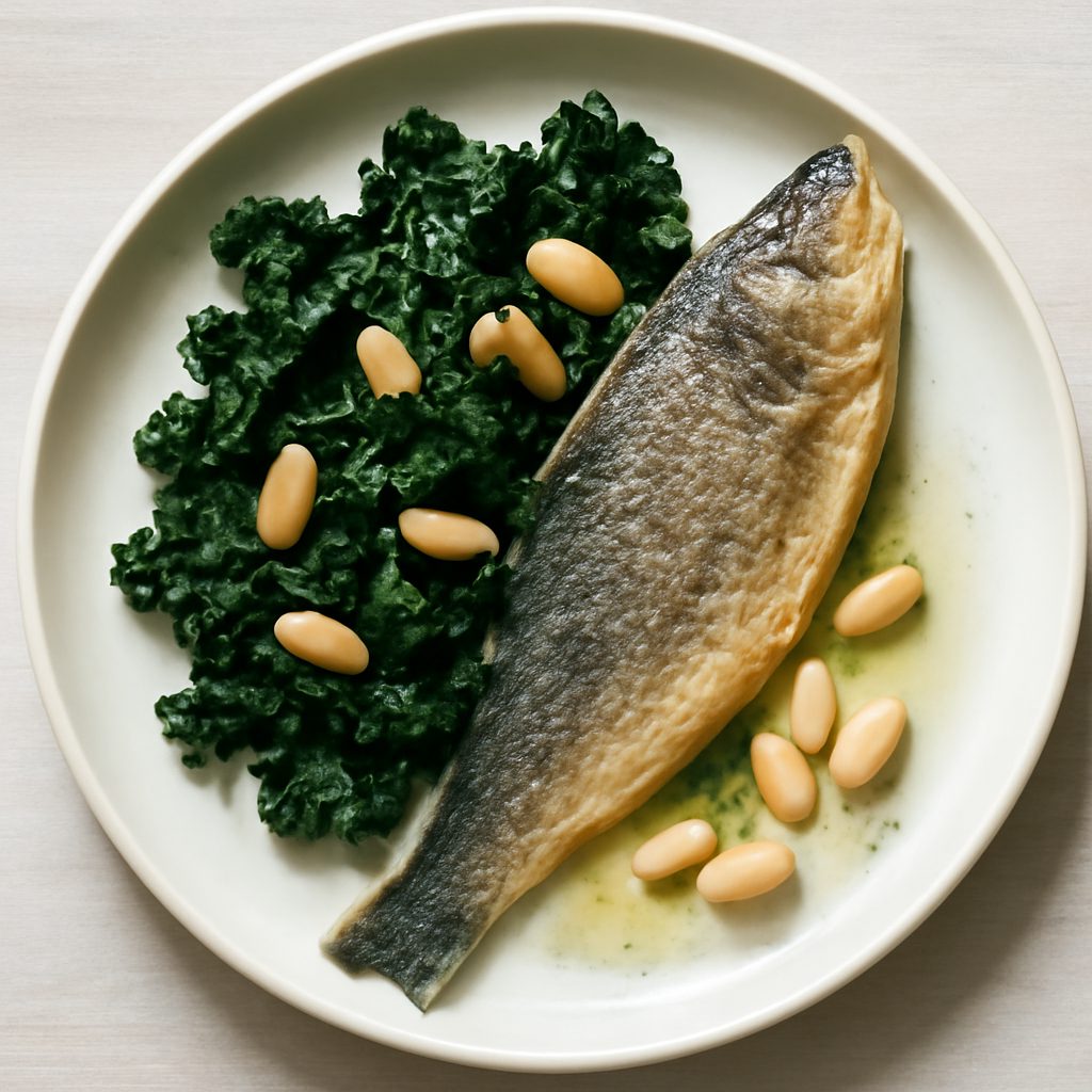 Branzino con cavolo nero e fagioli – Versione Low Carb