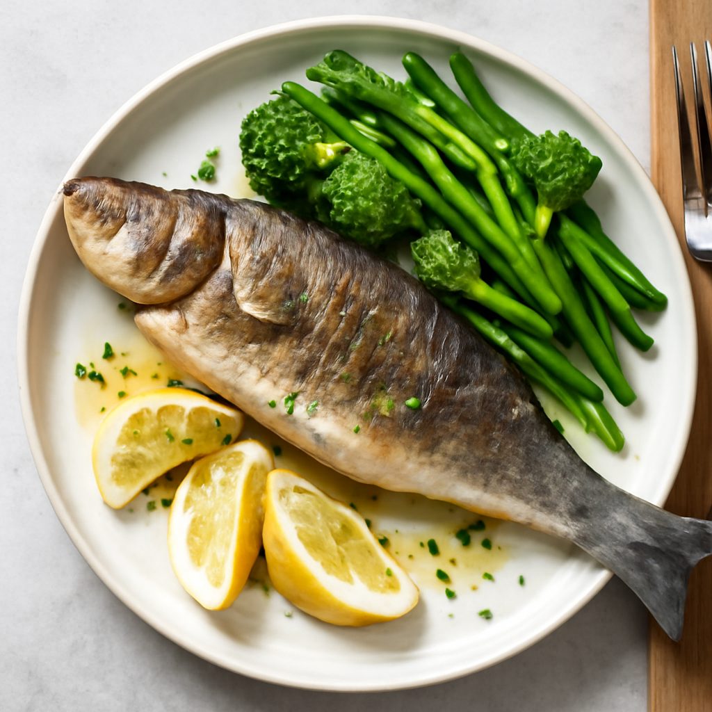 Branzino con verdure al vapore