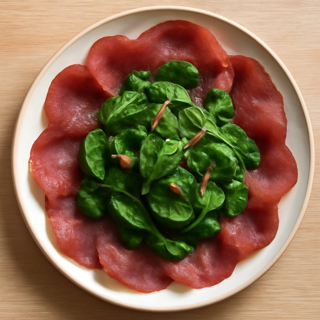 Bresaola con spinaci e bietoline proteico low-carb