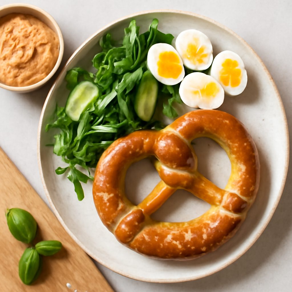 Bretzel farcito con speck, Emmental e cetriolini
