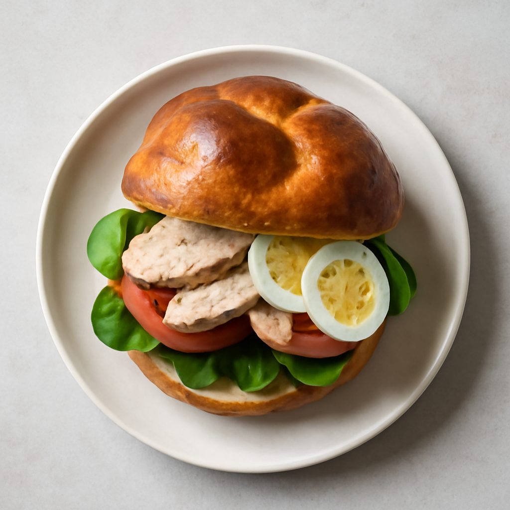 Brioche Salata : Prosciutto, Formaggio e Cipolle