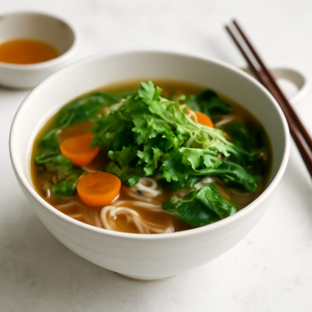 Brodo Asiatico Light con Petto di Pollo e Verdure Croccanti