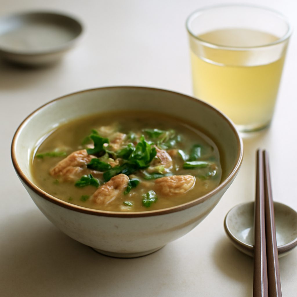 Brodo d'anatra light all'asiatica con miso e yuzu