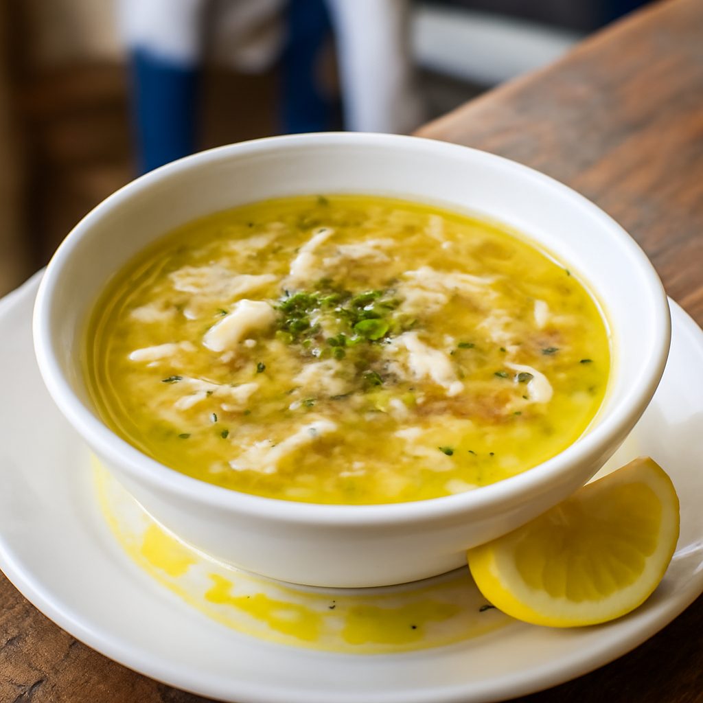 Brodo di Pollo al Limone e Aglio Greco