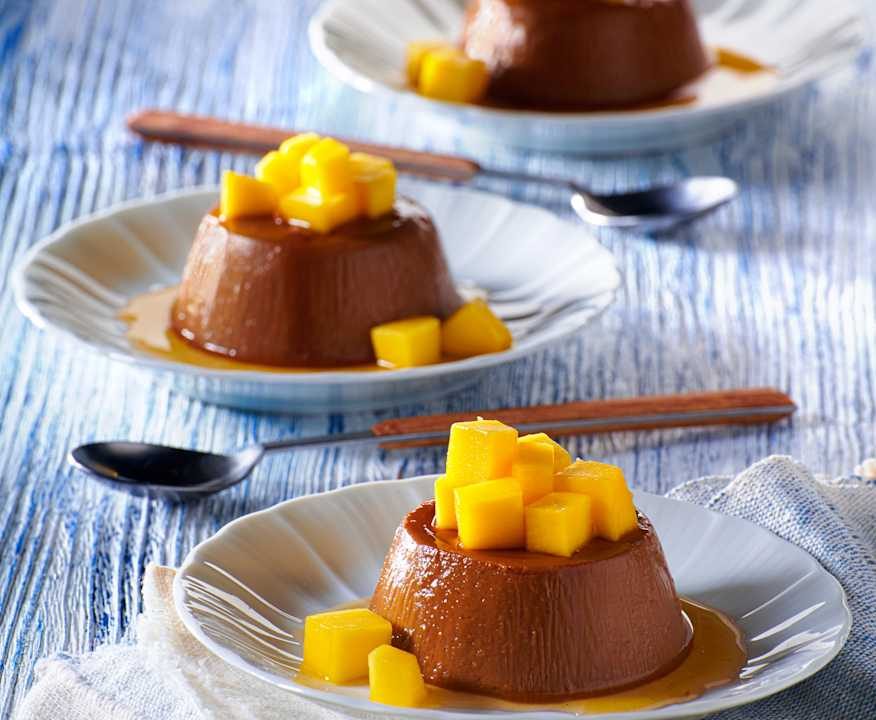 Budino al mango e cioccolato con sciroppo allo zenzero Low Fat