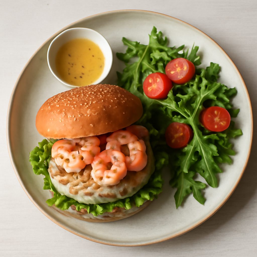 Burger di nasello e gamberi proteico low-carb