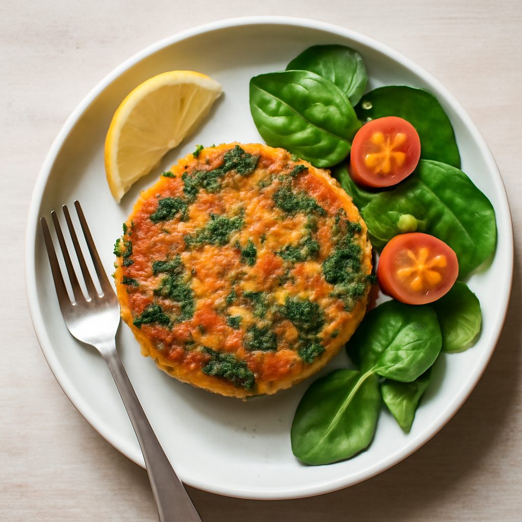 Burger di salmone e spinaci proteico low-carb