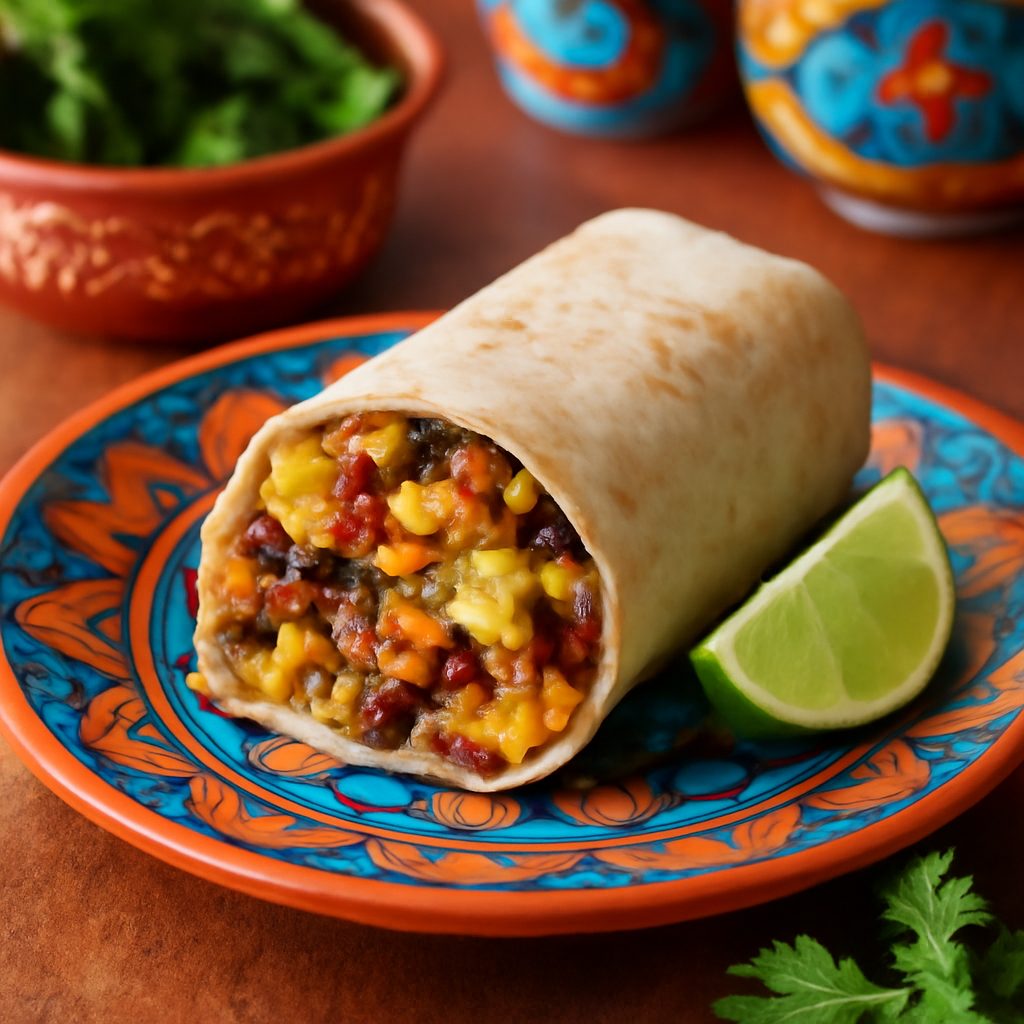 Burrito della Colazione Low-Carb Messicano con Peperoni Verdi