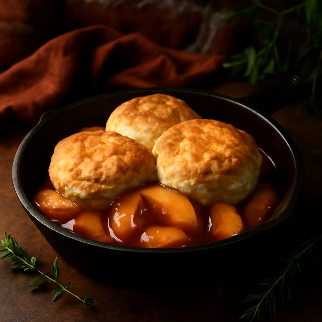 Cobbler di Pesche con Biscotti al Burro