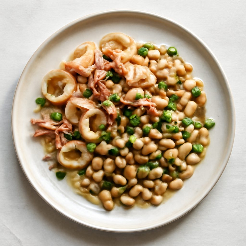 Calamaretti e fagioli dall'occhio al vapore Protein