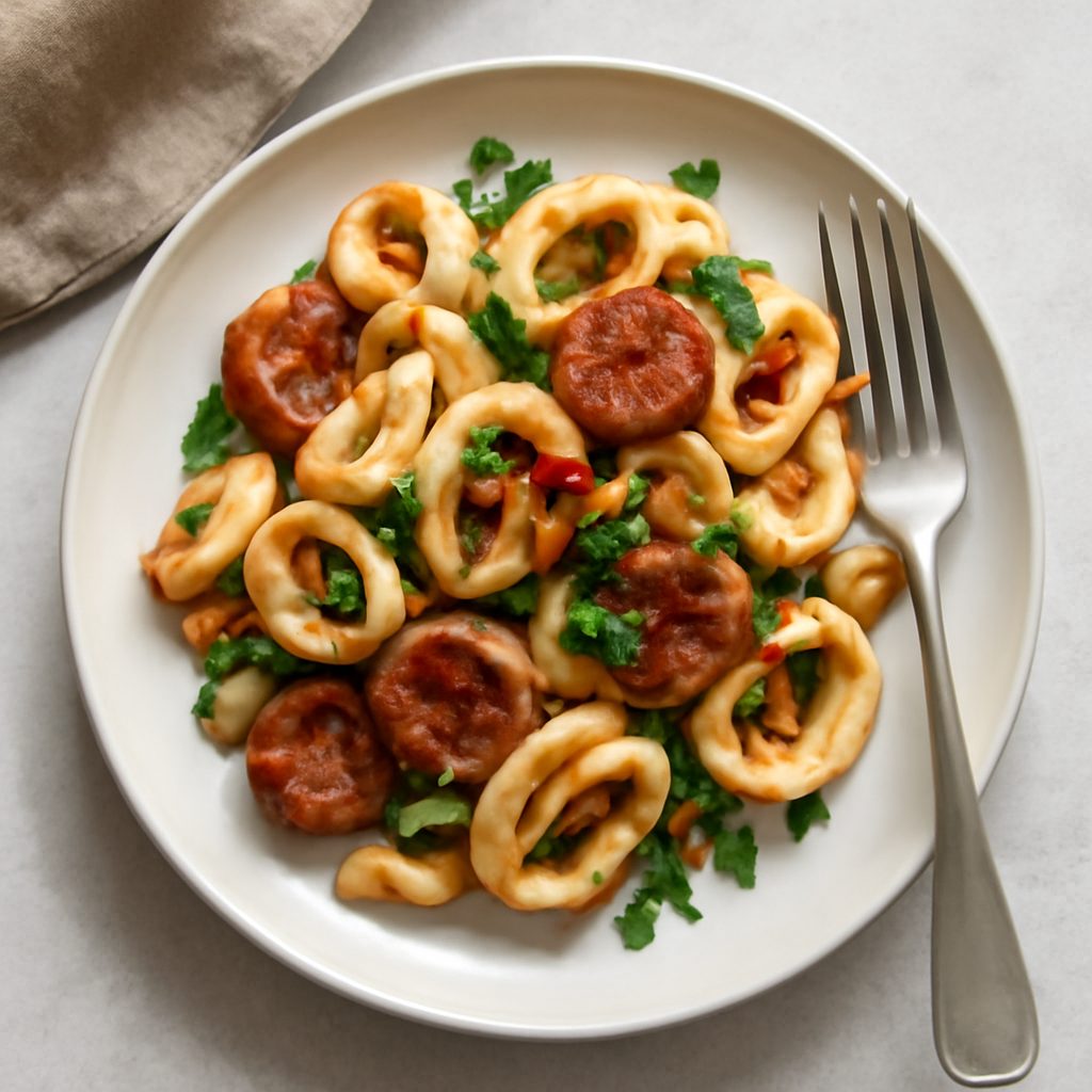 Calamari con Chorizo e Fagioli
