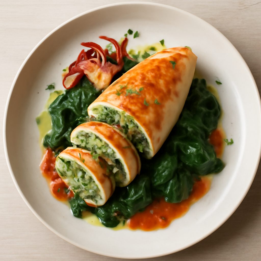 Calamaro ripieno con gamberone sottovuoto Low Fat