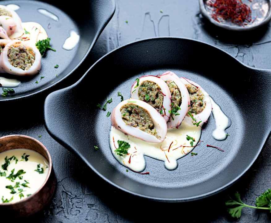 Calamaro ripieno sottovuoto con salsa zafferano Low Fat