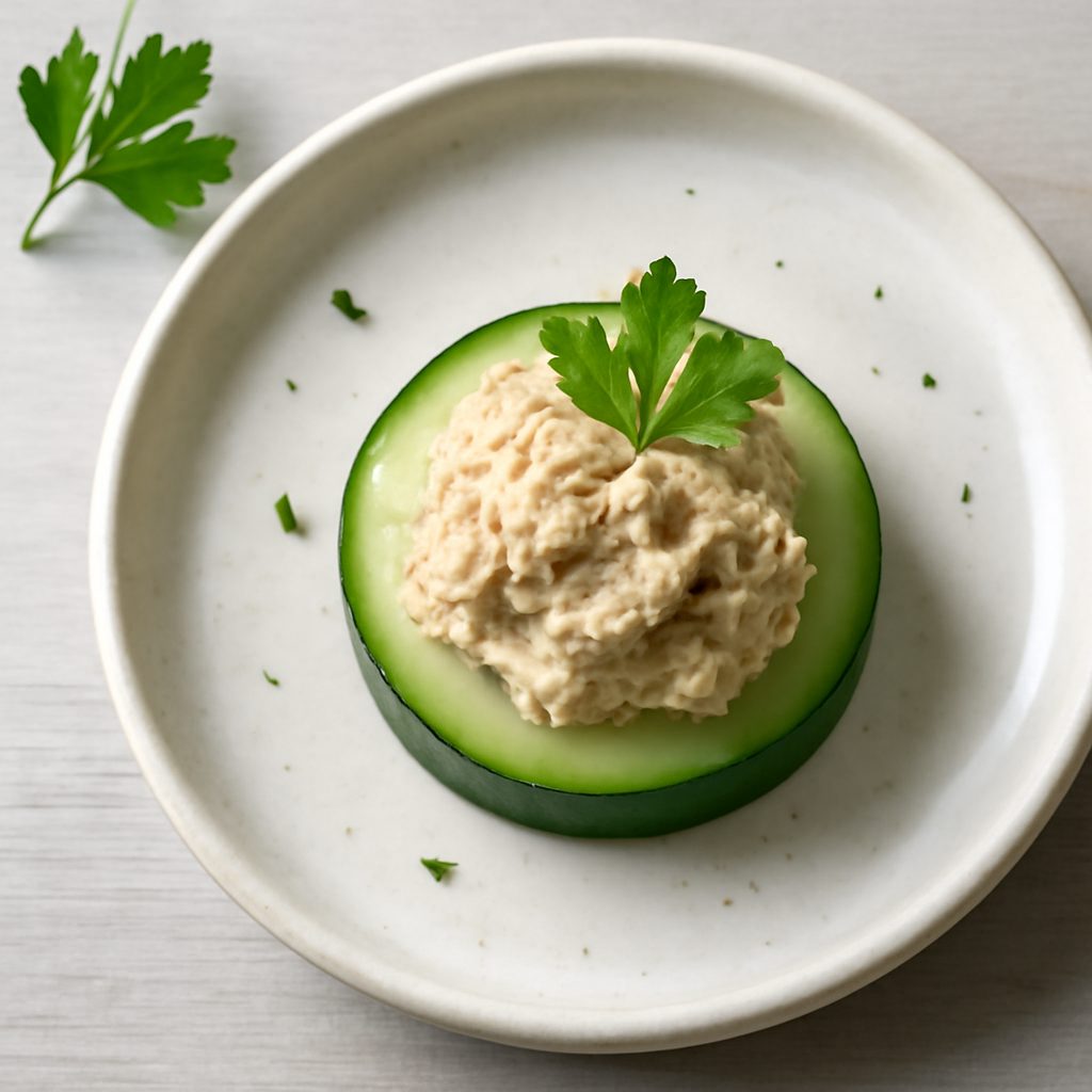 Canapè di cetrioli con mousse di tonno proteico low-carb